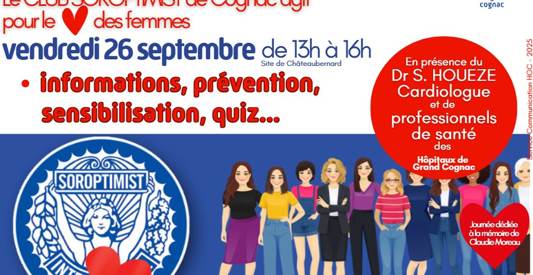 LE 26 SEPTEMBRE, LES HÔPITAUX DE GRAND COGNAC SE MOBILISENT POUR LE COEUR DES FEMMES !
